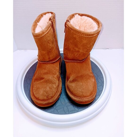 Bearpaw Toddler Boots Brown Suede Shearling Lined Size US 12